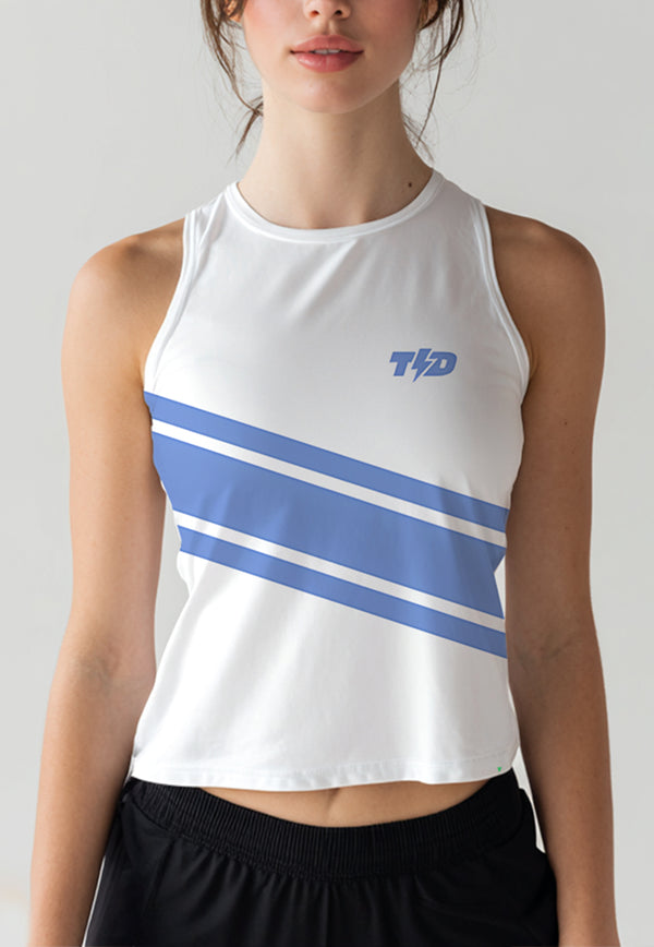 LSE07 Crop Tank 3stripe blue fusion white cloud superairdrylite