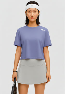 LSE12 Kaos Padel Top Crop T Shirt Olahraga Dryfit Wanita medium violet