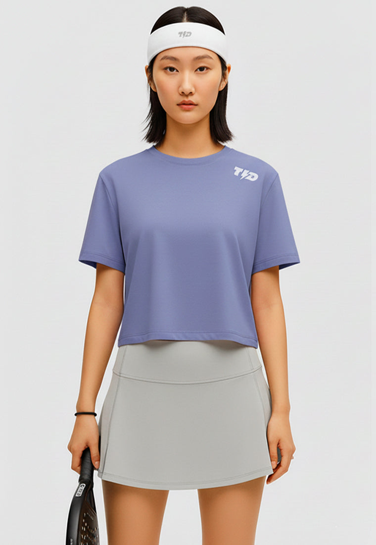 LSE12 Kaos Padel Top Crop T Shirt Olahraga Dryfit Wanita medium violet