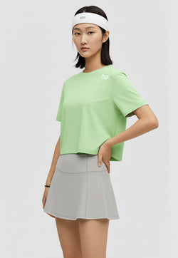 LSE19 Kaos Padel Top Crop T Shirt Olahraga Dryfit Wanita sage green