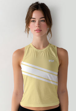 LSE21 Crop Tank Top Lari Padel Gym "yellow kuning 3lines" superairdrylite