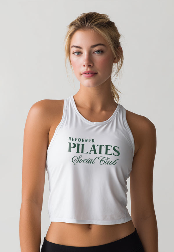 LSE31 Kaos Tank Top Wanita "reformer pilates" UAT putih