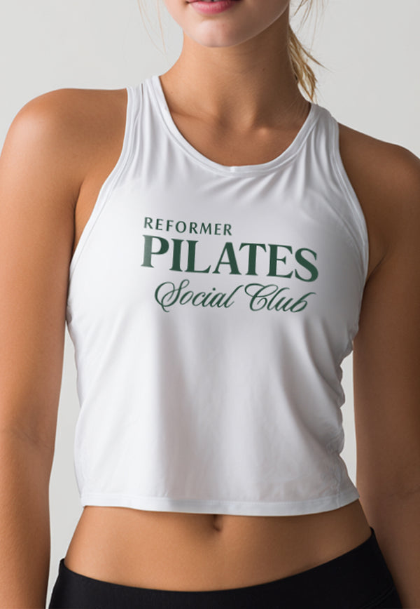 LSE31 Kaos Tank Top Wanita "reformer pilates" UAT putih
