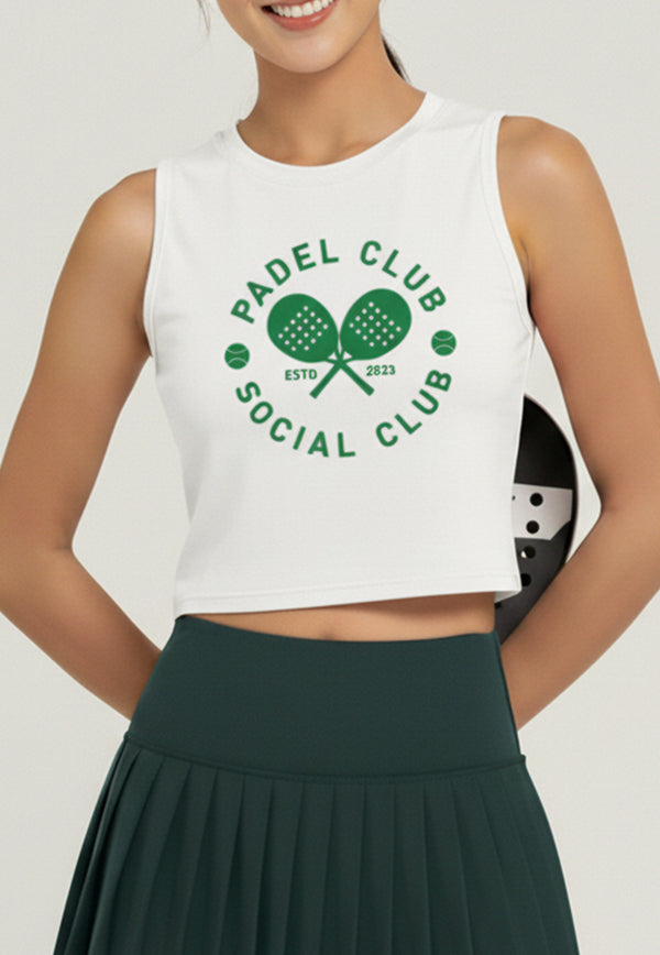 LSE44 Kaos Padel Lucu Tank Top UAT "padel club" instacool putih