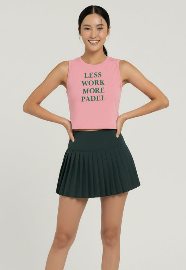 LSE49 Kaos Padel Lucu Tank Top "less work more padel" UAT instacool pink