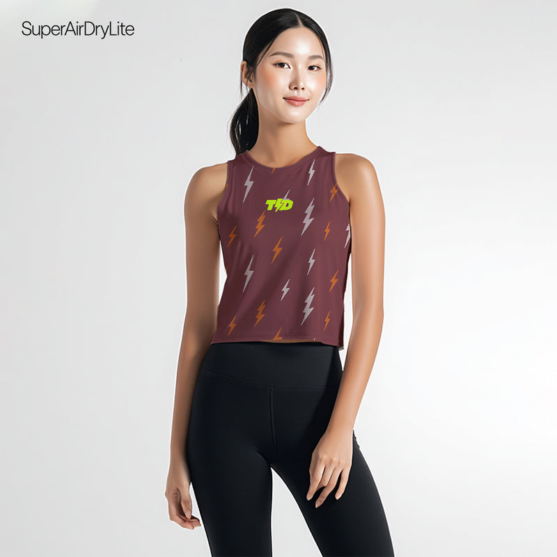 LSE50 kaos runing cewek dry fit Superairdrylite TdBolt "lighting rain" maroon