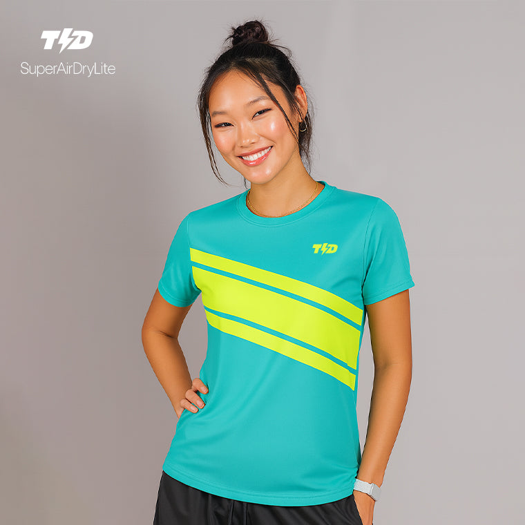 LSE53 Kaos Lari Wanita Lengan Pendek Lightweight Drifit Aqua Kuning tdbolt
