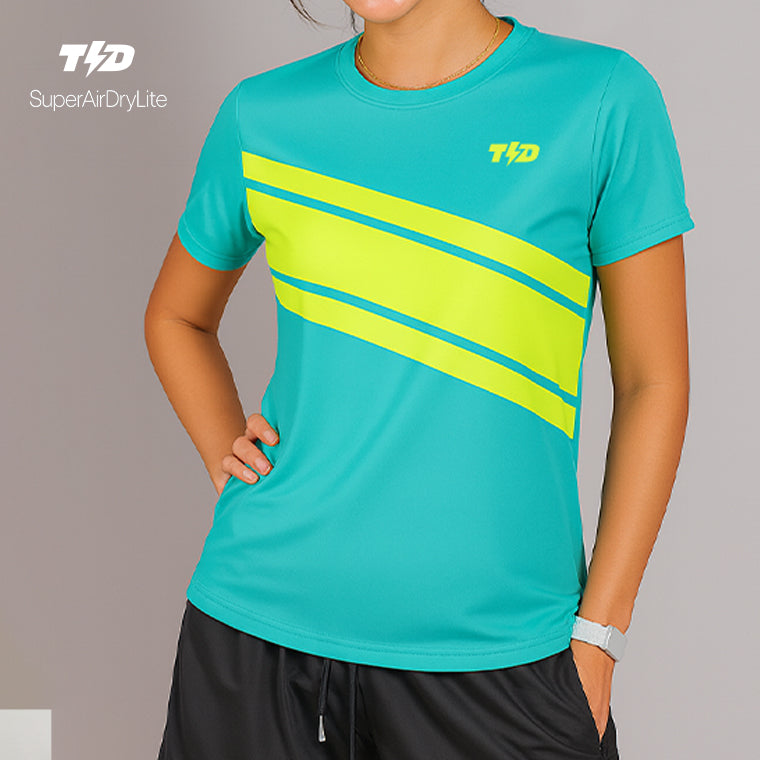 LSE53 Kaos Lari Wanita Lengan Pendek Lightweight Drifit Aqua Kuning tdbolt