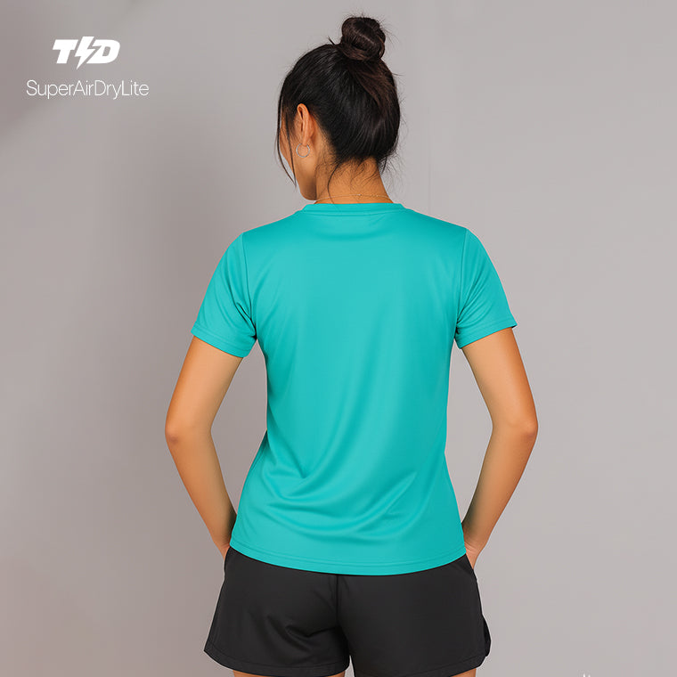 LSE53 Kaos Lari Wanita Lengan Pendek Lightweight Drifit Aqua Kuning tdbolt