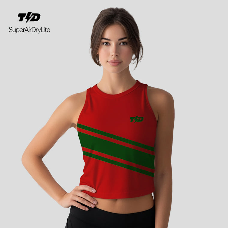LSE59 Crop Tank Lari Padel lightweight cepat kering SuperAirdrylite "merah hijau"