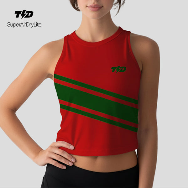 LSE59 Crop Tank Lari Padel lightweight cepat kering SuperAirdrylite "merah hijau"