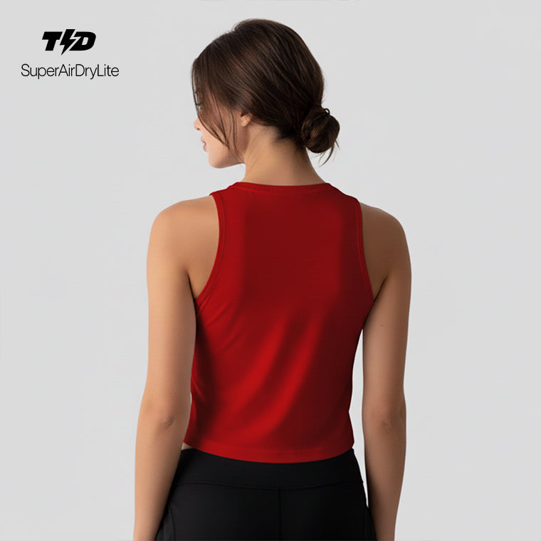LSE59 Crop Tank Lari Padel lightweight cepat kering SuperAirdrylite "merah hijau"