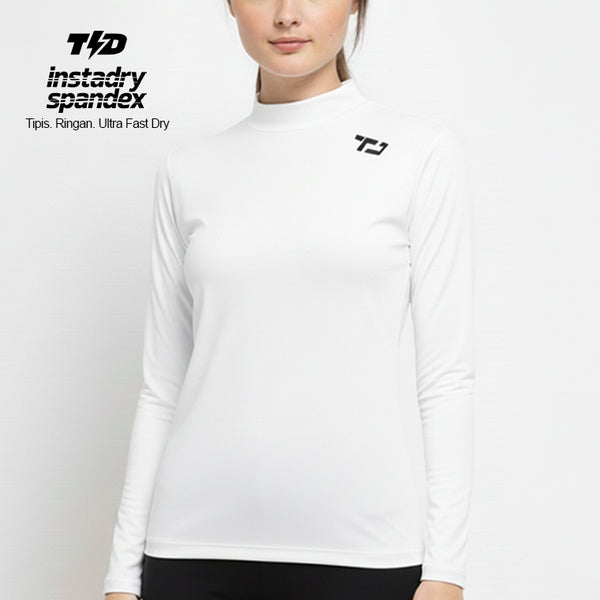 TDACTIVE inner tangan panjang olahraga wanita "instadry spandex" logo shoulder putih LSE69