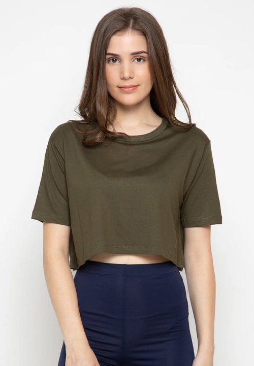 TDLA LTE85 olc crop top oversize polos green army