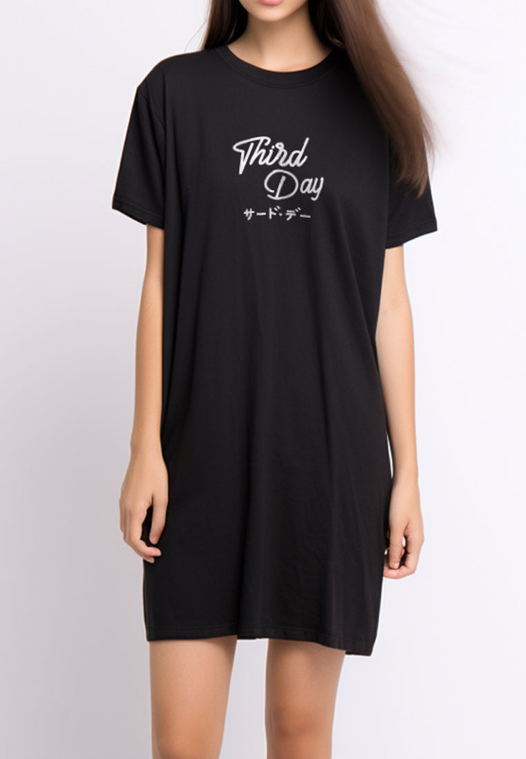LTB98 LD lds mk thirdday blk long dress ladies Hitam