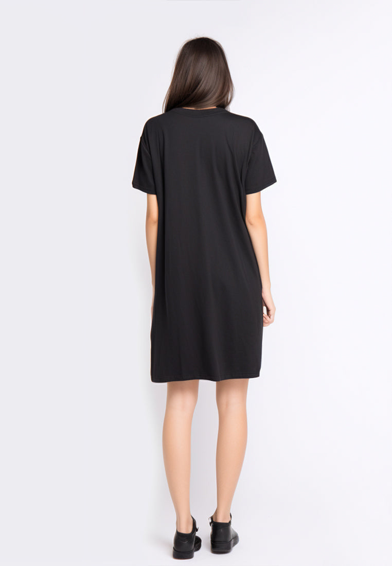 LTB98 LD lds mk thirdday blk long dress ladies Hitam