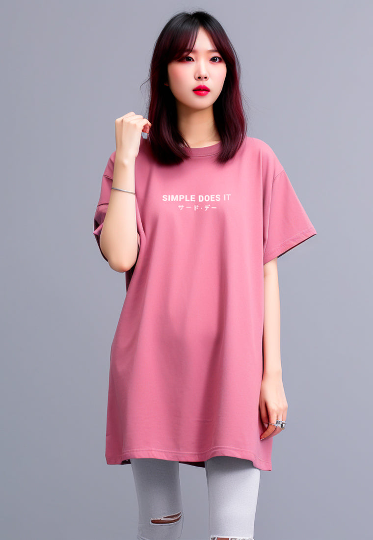 Third Day LTC24 ld lds simple does it katakana terusan pink dress panjang wanita