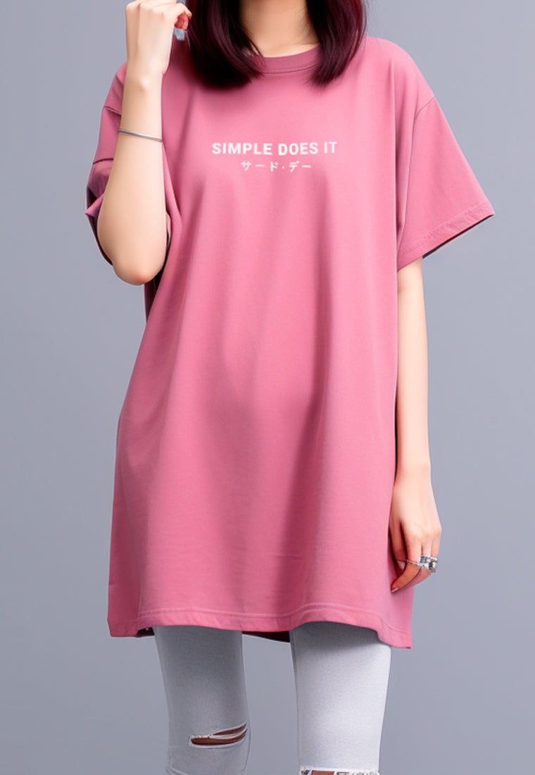 Third Day LTC24 ld lds simple does it katakana terusan pink dress panjang wanita