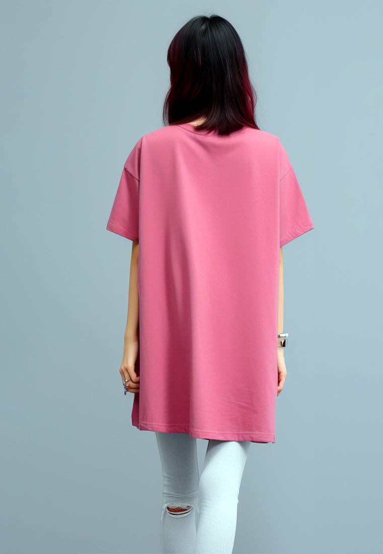 Third Day LTC24 ld lds simple does it katakana terusan pink dress panjang wanita