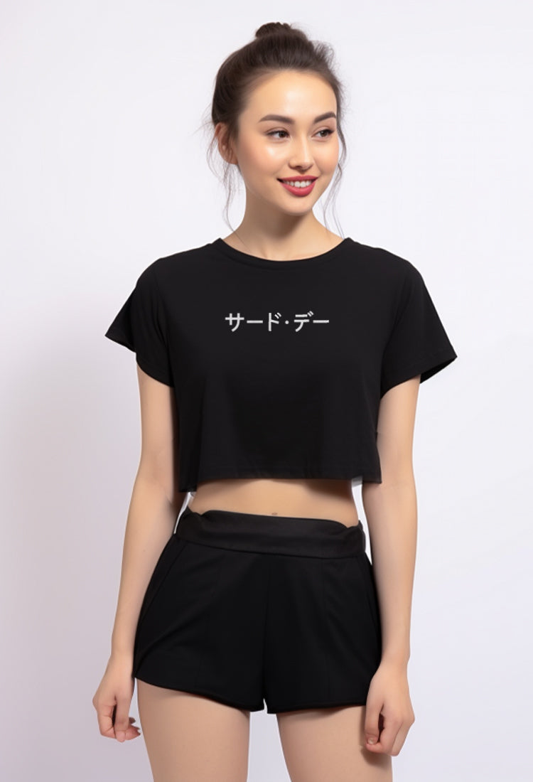 Third Day LTD13 RCP crop top katakana black