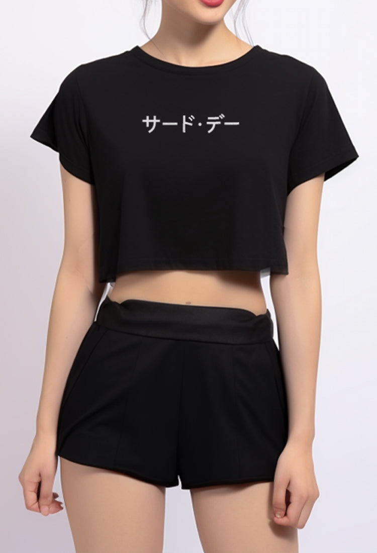 Third Day LTD13 RCP crop top katakana black