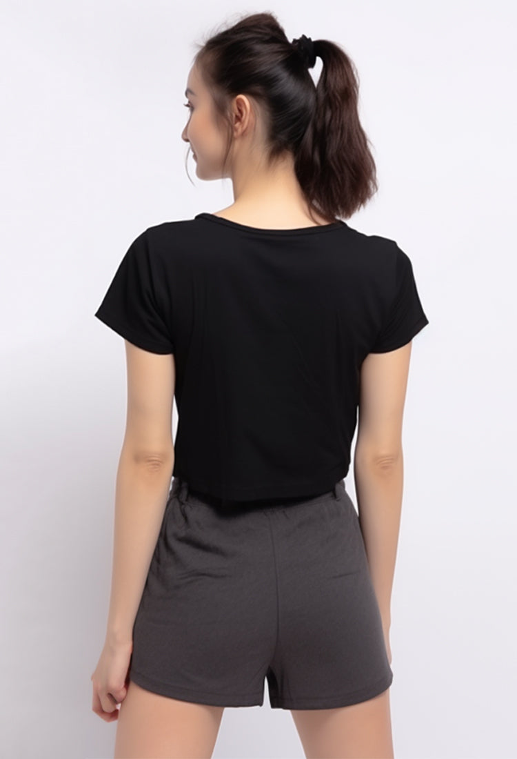 Third Day LTD69 Crop Top Logo Hitam Kaos Casual Wanita