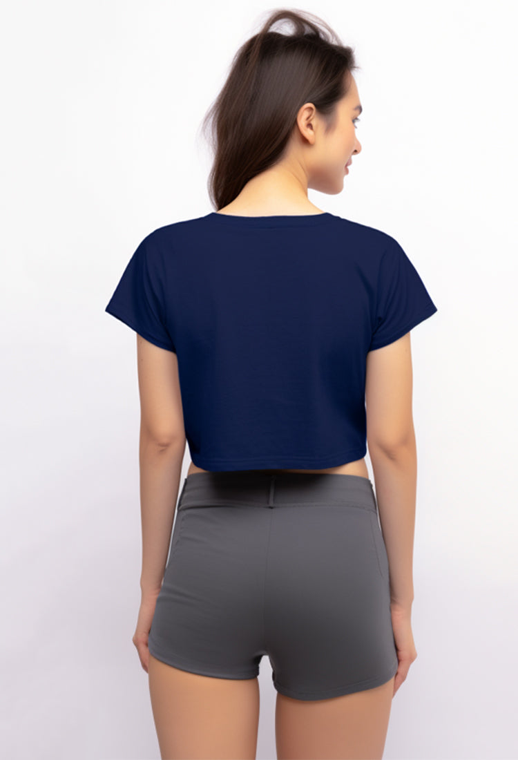 Third DAY LTD76 RCP Crop Top TDLA Navy Kaos Casual Wanita