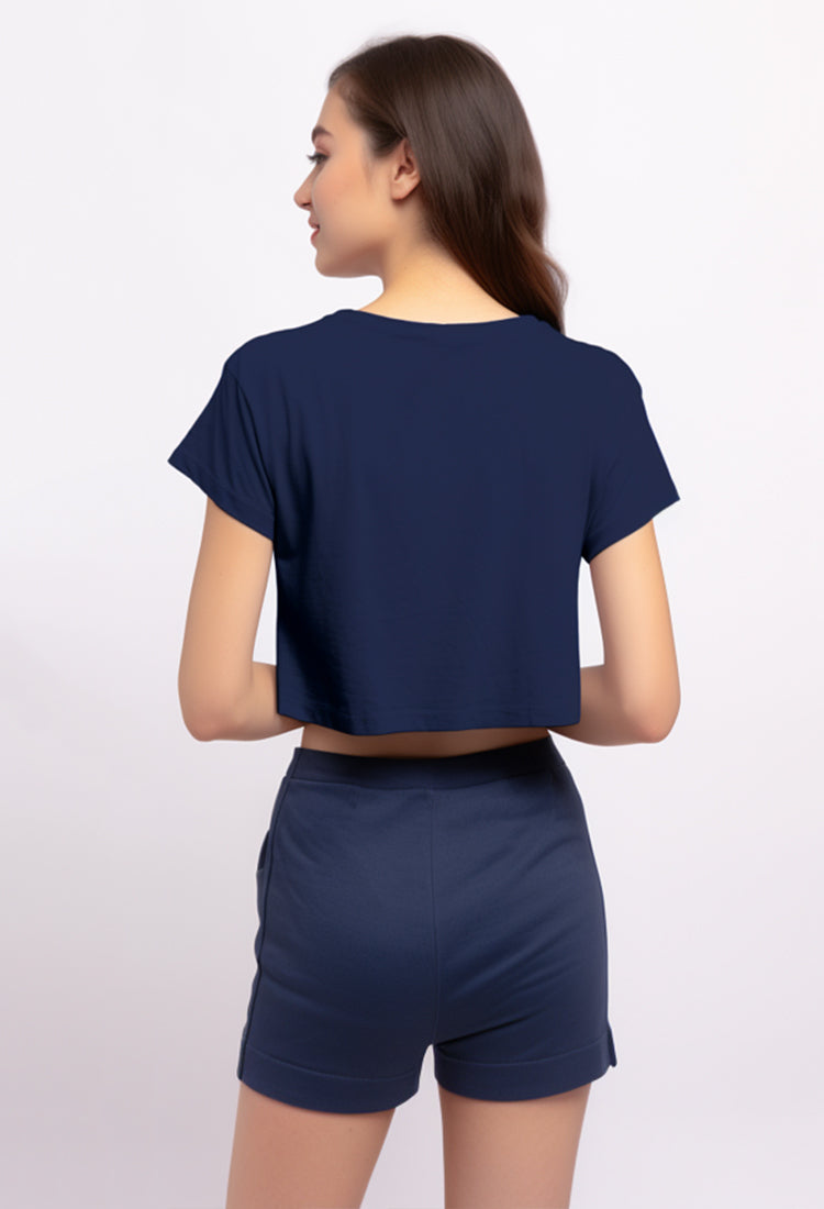 Third Day LTD77 RCP Crop Top Katakana Navy Kaos Casual Wanita