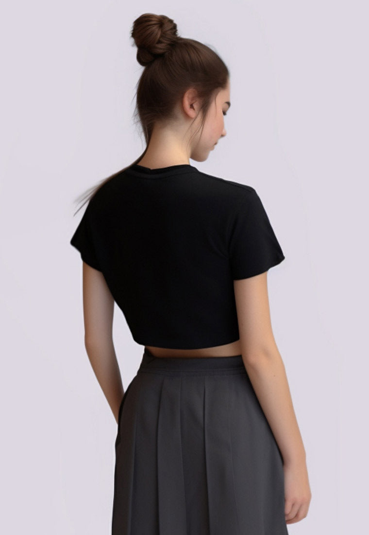 Third Day LTE01 TNSS Turtle Neck Short Sleeve Wanita Polos Hitam