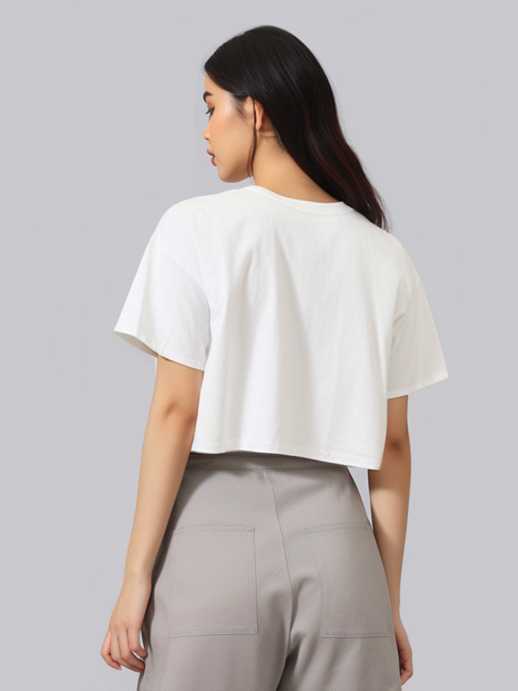 TDLA LTE49 crop top OLC kaos oversize wanita yellow fire putih