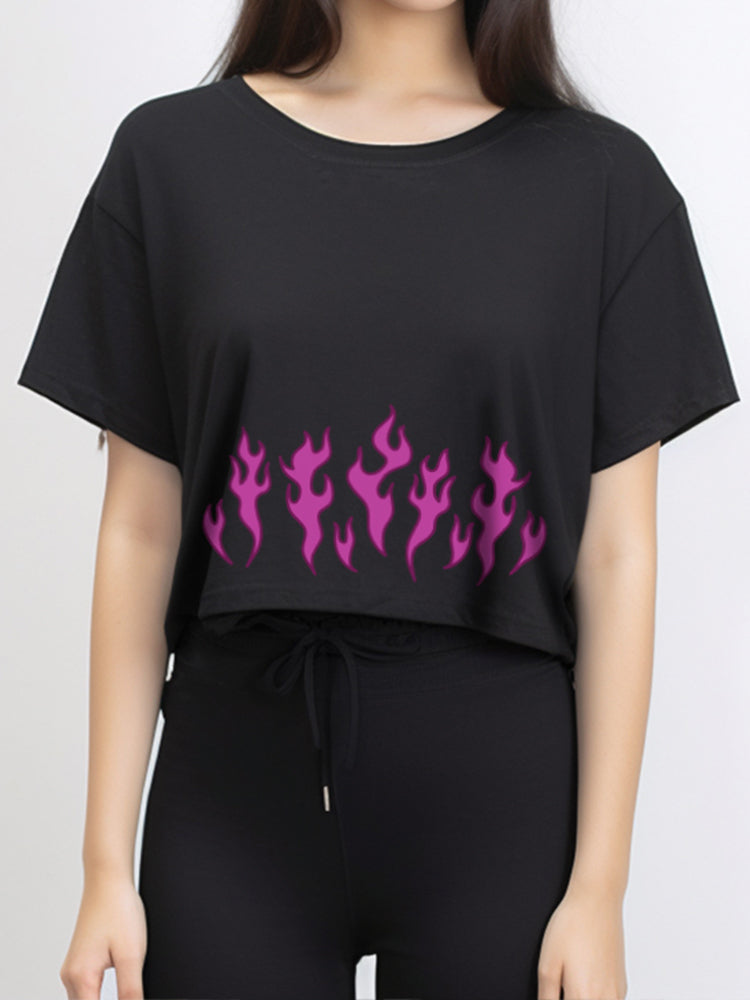 TDLA LTE50 crop top OLC kaos oversize wanita pink fire hitam