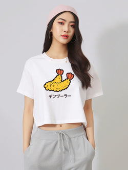 LTE62 crop top oversize OLC anime tulisan jepang tempura putih