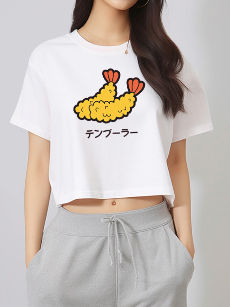 LTE62 crop top oversize OLC anime tulisan jepang tempura putih