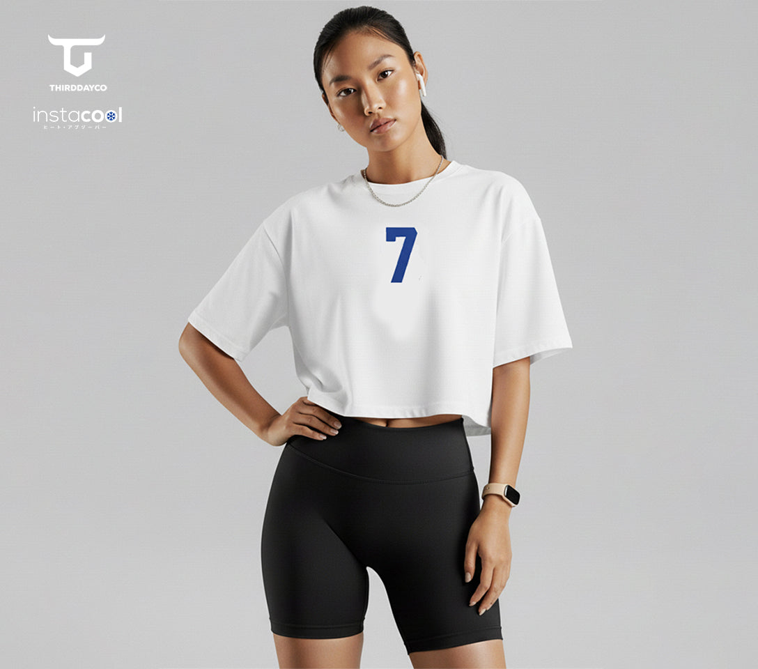 LTE90 kaos crop top oversize OLC wanita tulisan simpel 