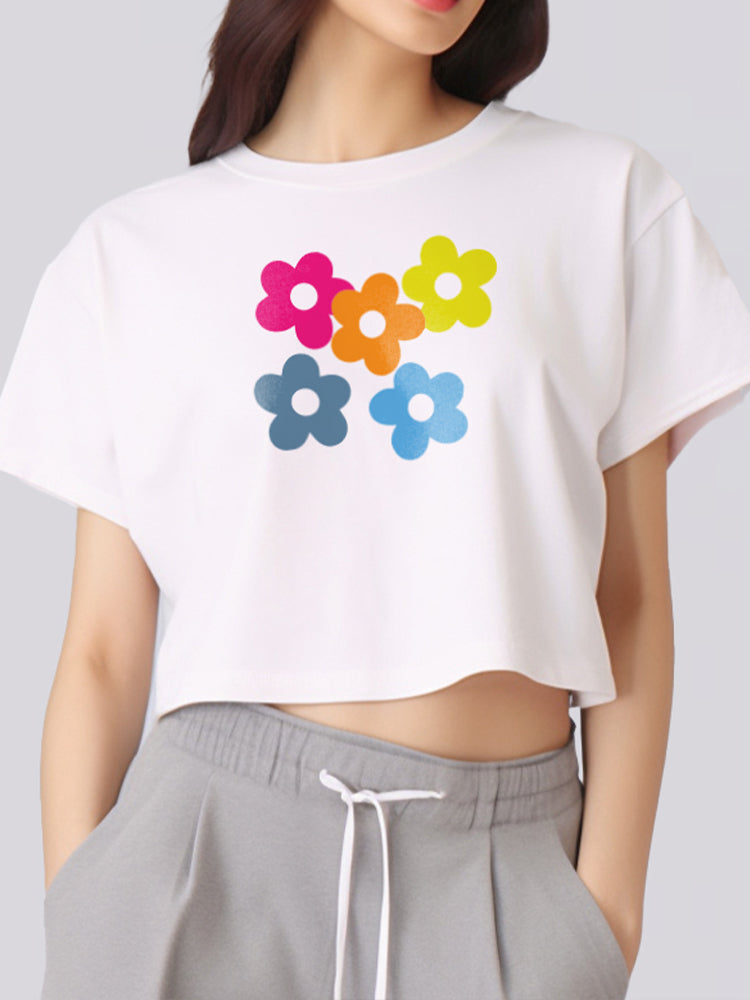 LTE92 kaos crop top oversize OLC wanita tulisan simpel 