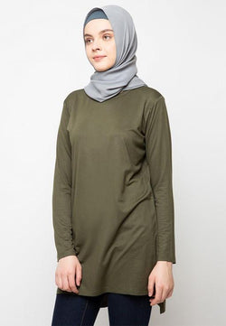 TDLA LTF02 mls polos green army hijab lengan panjang wanita