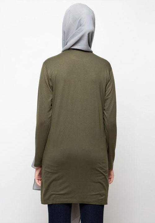 TDLA LTF02 mls polos green army hijab lengan panjang wanita
