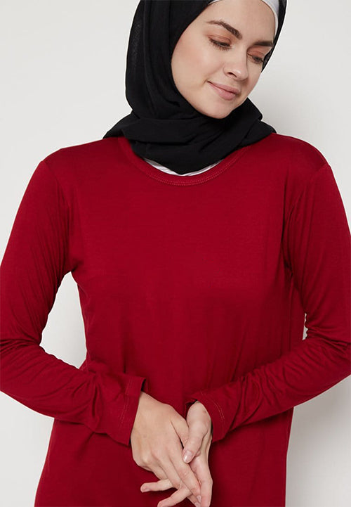 TDLA LTF04 mls polos maroon hijab lengan panjang wanita