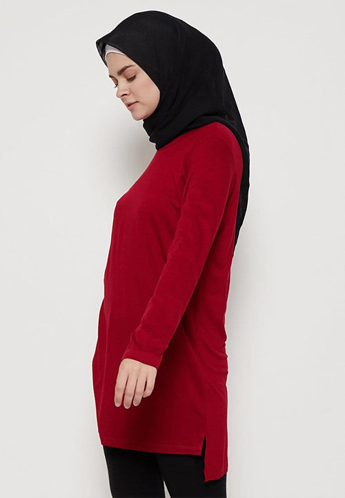 TDLA LTF04 mls polos maroon hijab lengan panjang wanita