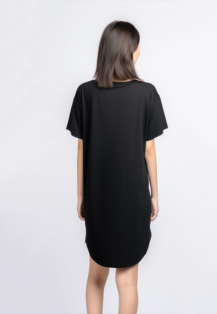 LTF30 dress hitam casual kaos dress mini dress t shirt dress wanita 
