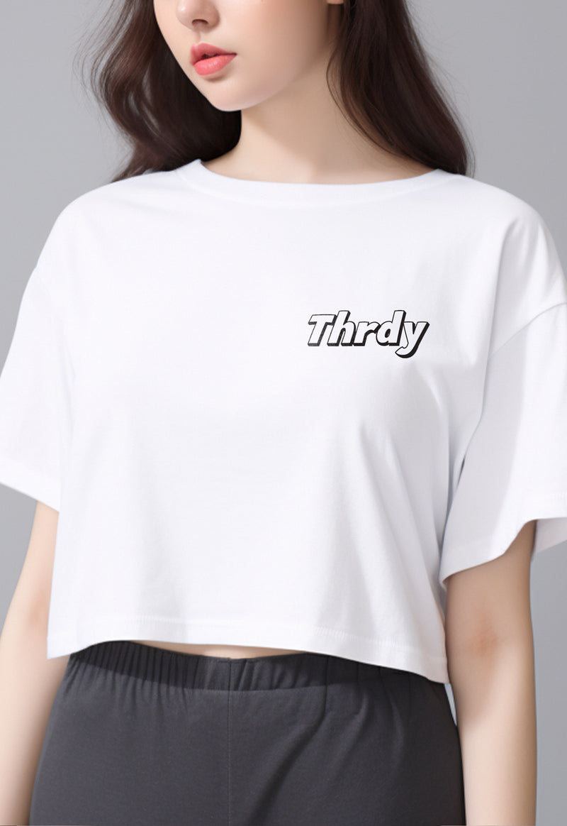 LTF42 oversize crop top kaos wanita instacool OLC "thrdy copic" putih