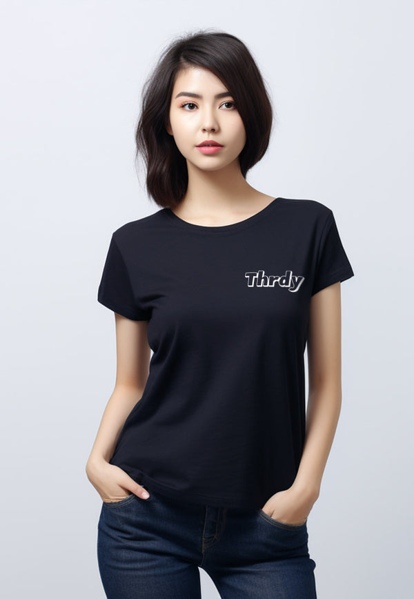 LTF43 kaos t shirt wanita casual slim fit instacool "thrdy copic" hitam