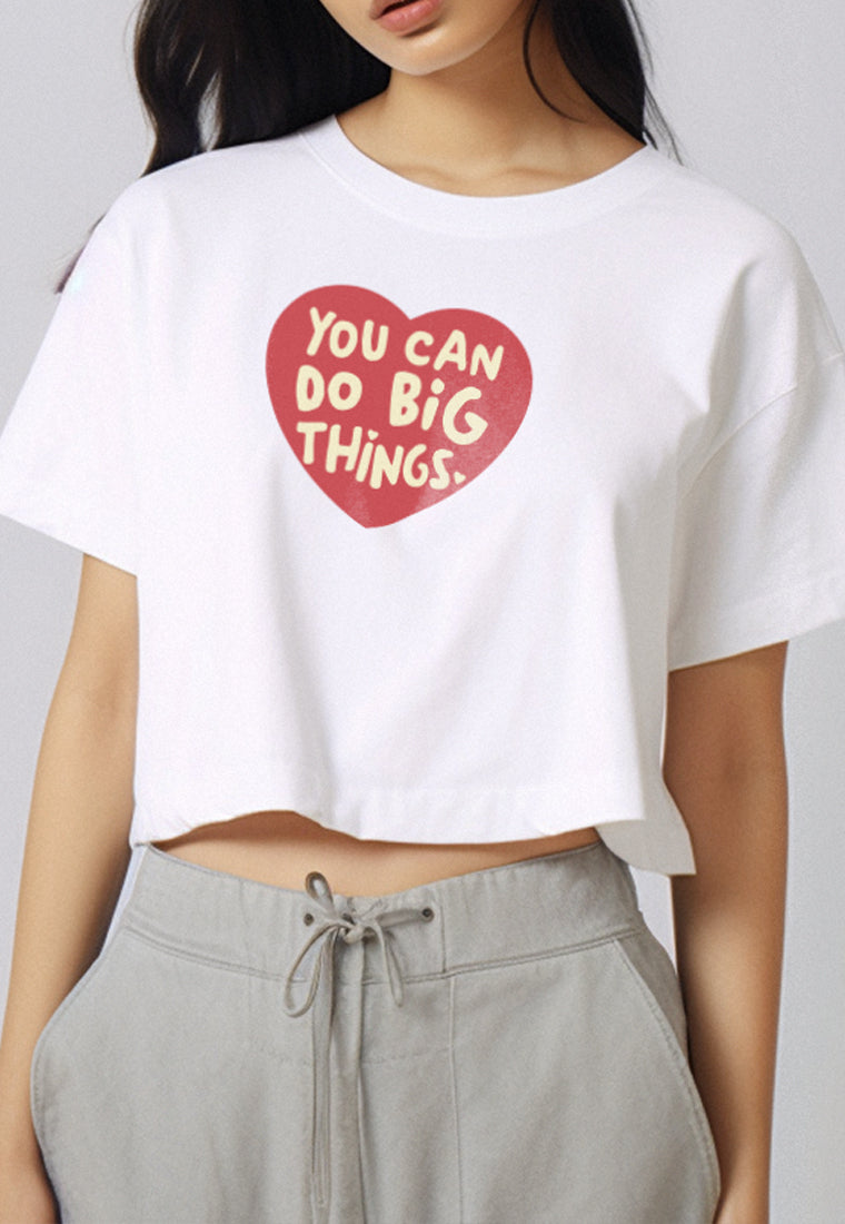 LTF50 crop top tee oversize loose OLC "you can do big things" putih