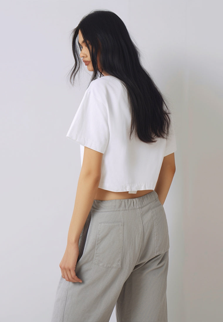 LTF50 crop top tee oversize loose OLC "you can do big things" putih