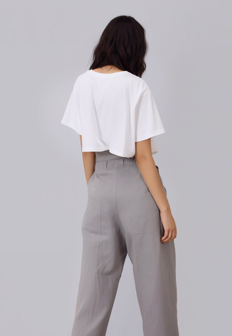 LTF53 crop top oversize tee "more hugs" putih