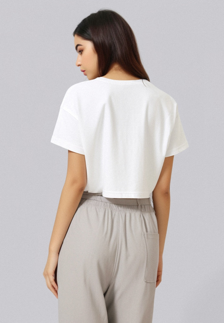 LTF54 crop top oversize tee "it's okay" putih