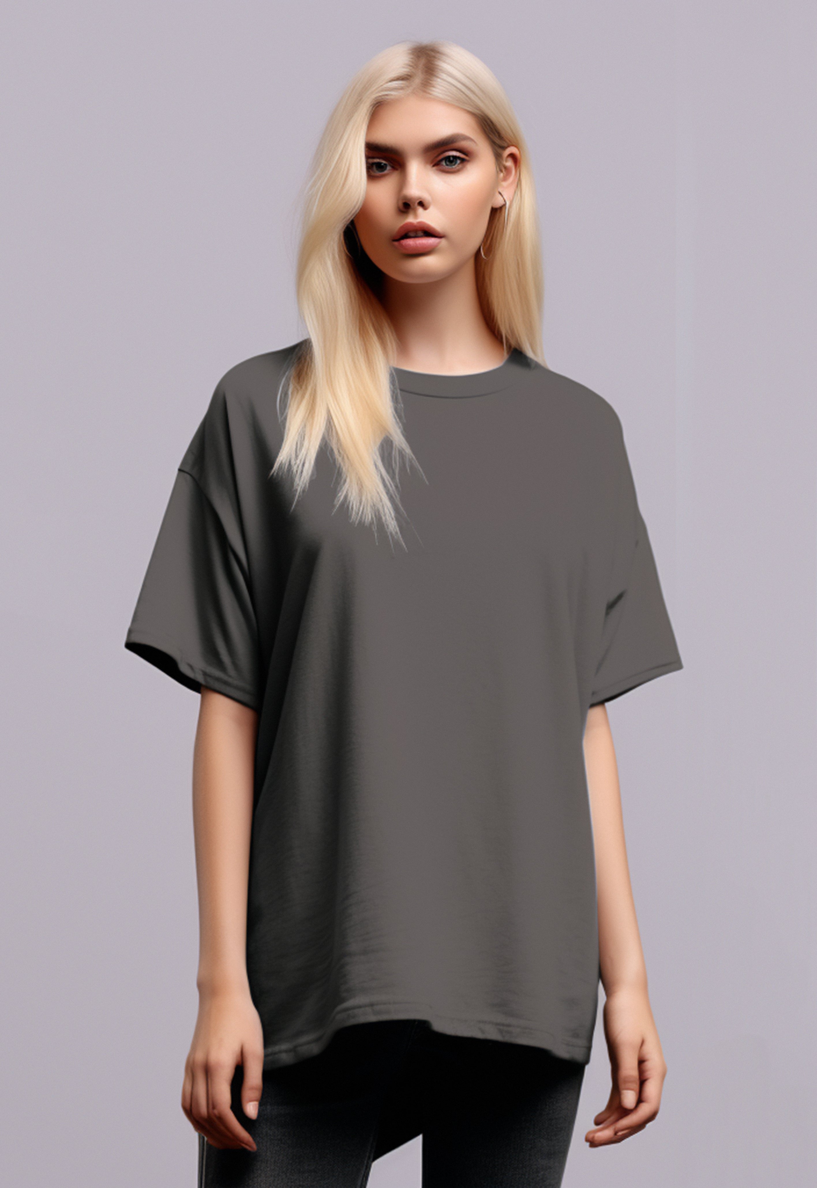 LTF55 Kaos Oversize Wanita Dark Grey Washed Washing Efek kaos band grunge distressed 