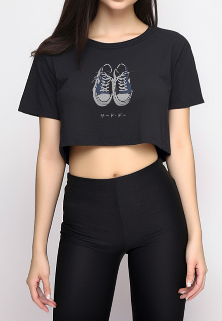 LTF67 kaos crop oversize wanita OLC gambar sepatu instacool ss 