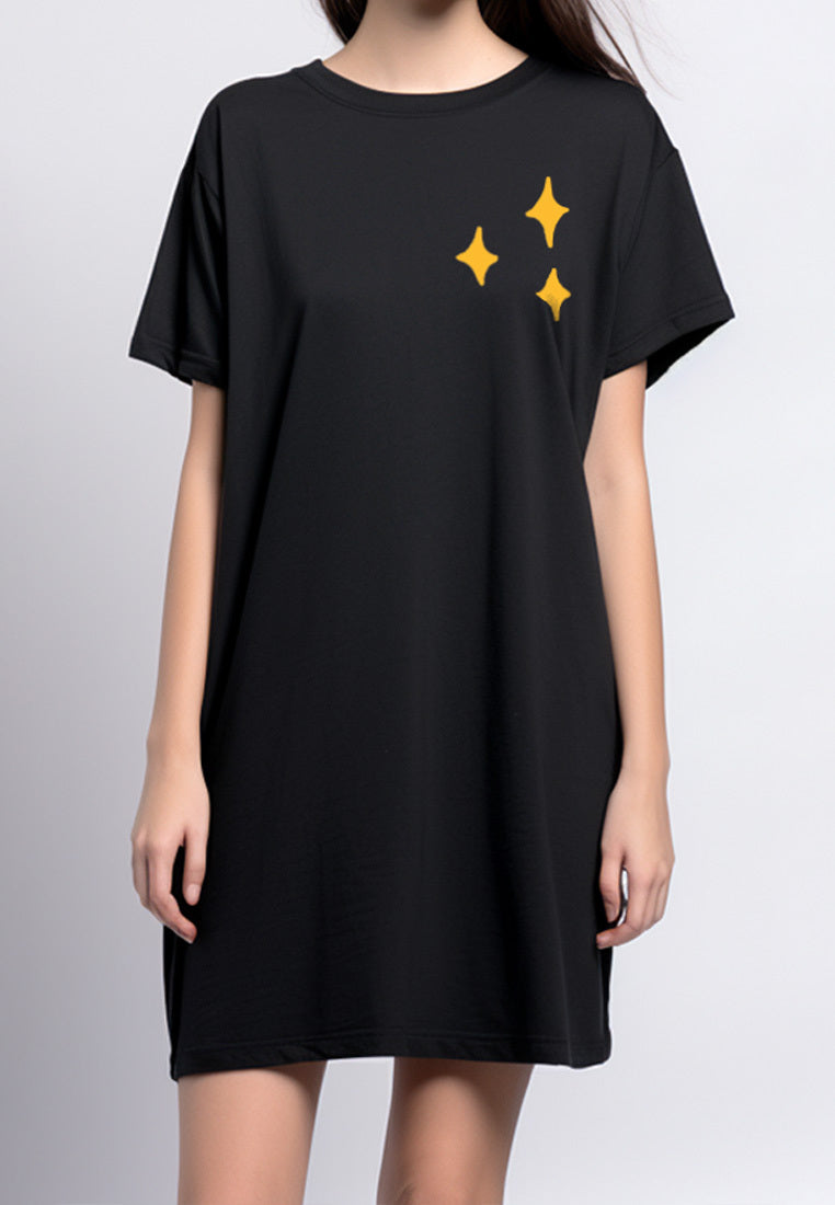 LTF77 Kaos gambar bintang Dress Long T Shirt Instacool LD 