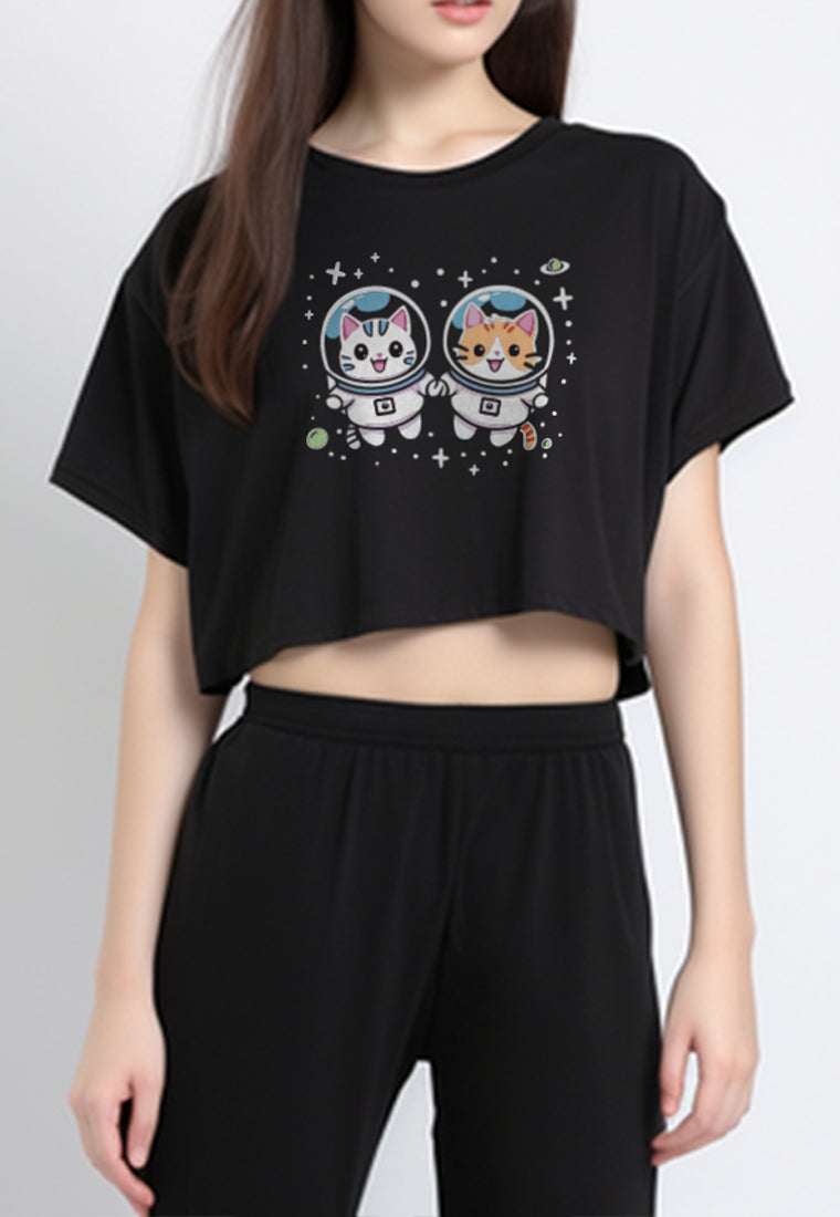 LTF83 Kaos Crop Top Oversize Wanita OLC 
